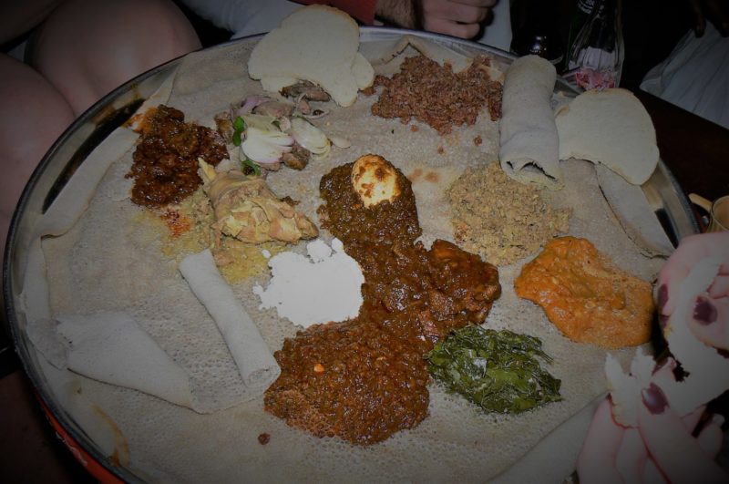 The essence of the Ethiopian cusine: injera with wats
